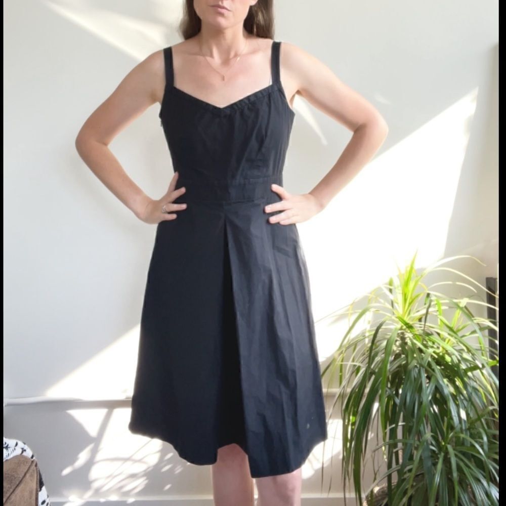 L.L. Bean Vintage 100% Cotton Fit & Flare Black Dress 6